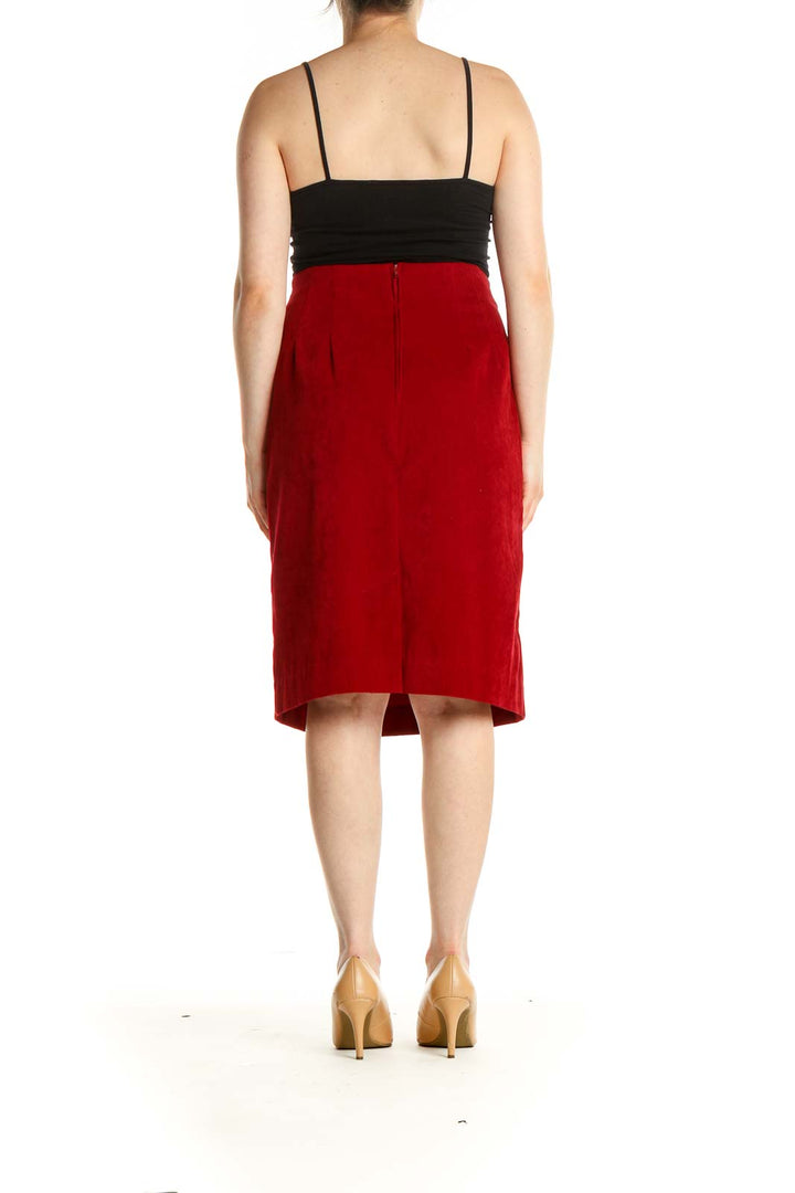 Red Classic Straight Skirt