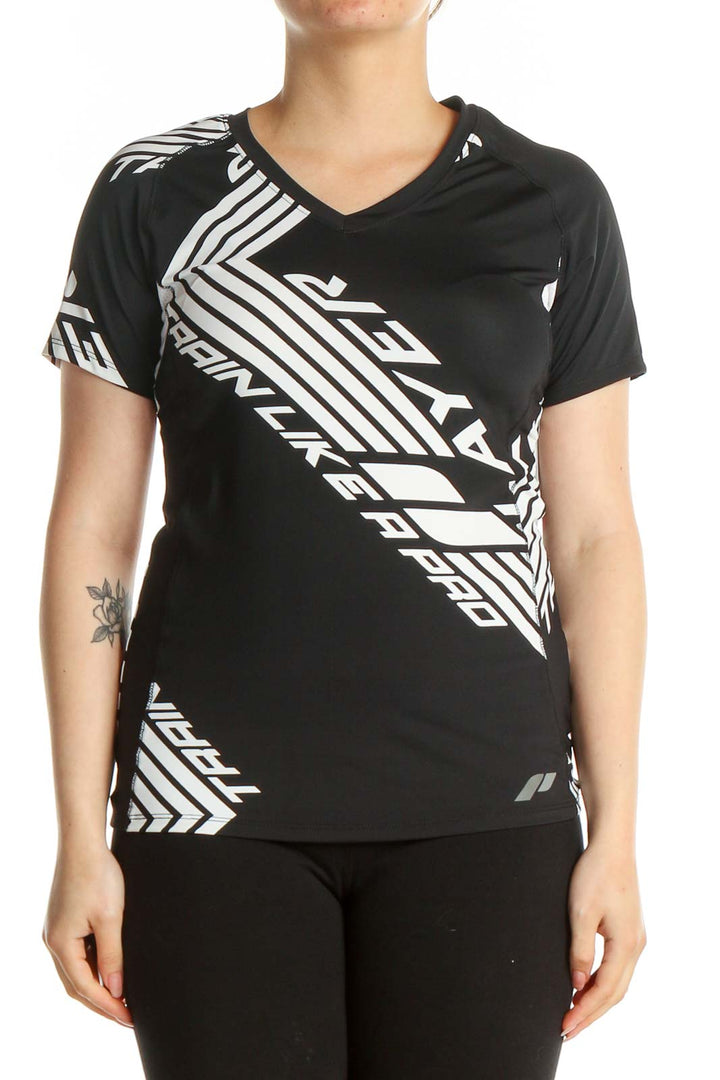 Black Graphic Print Activewear T-Shirt