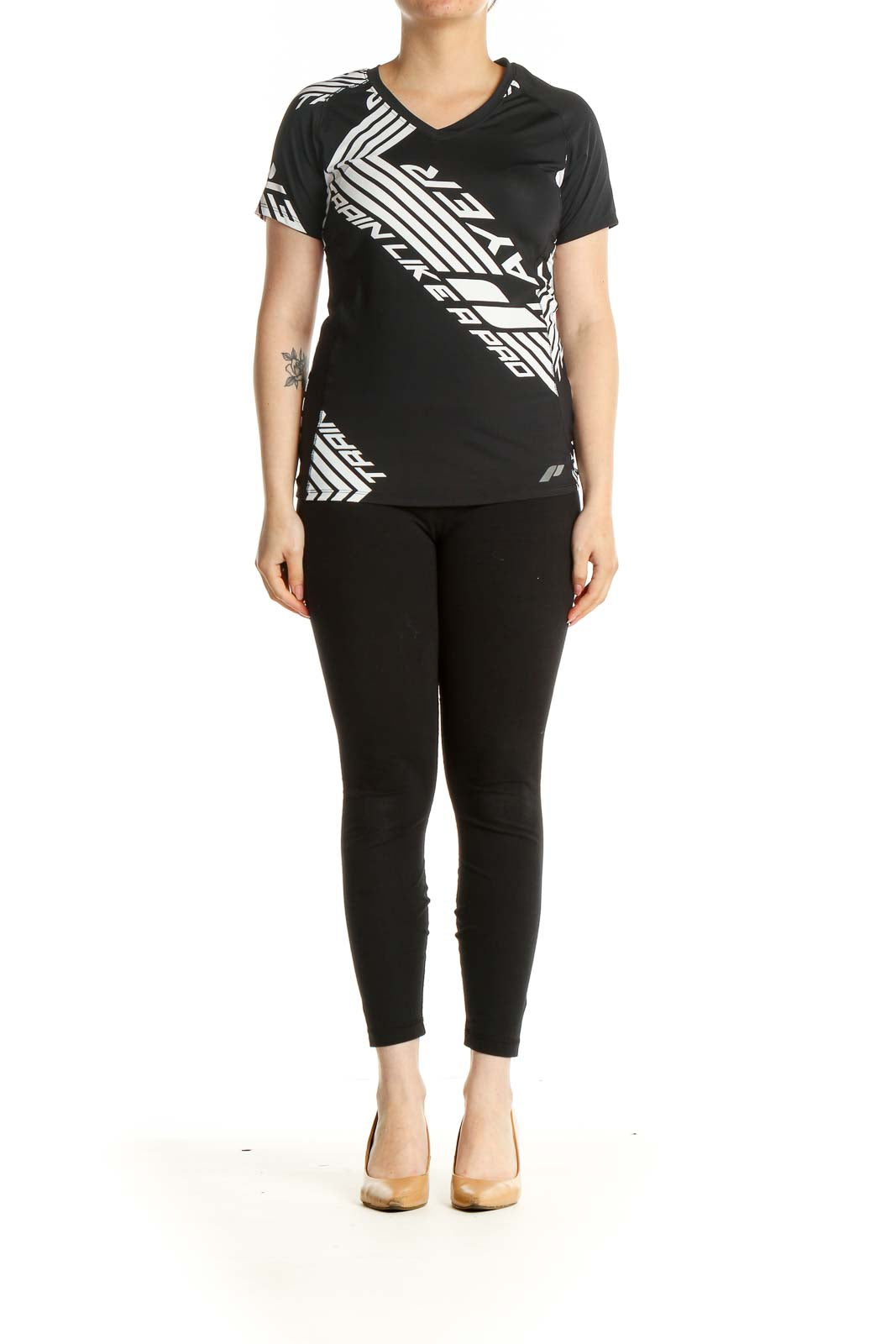 Black Graphic Print Activewear T-Shirt