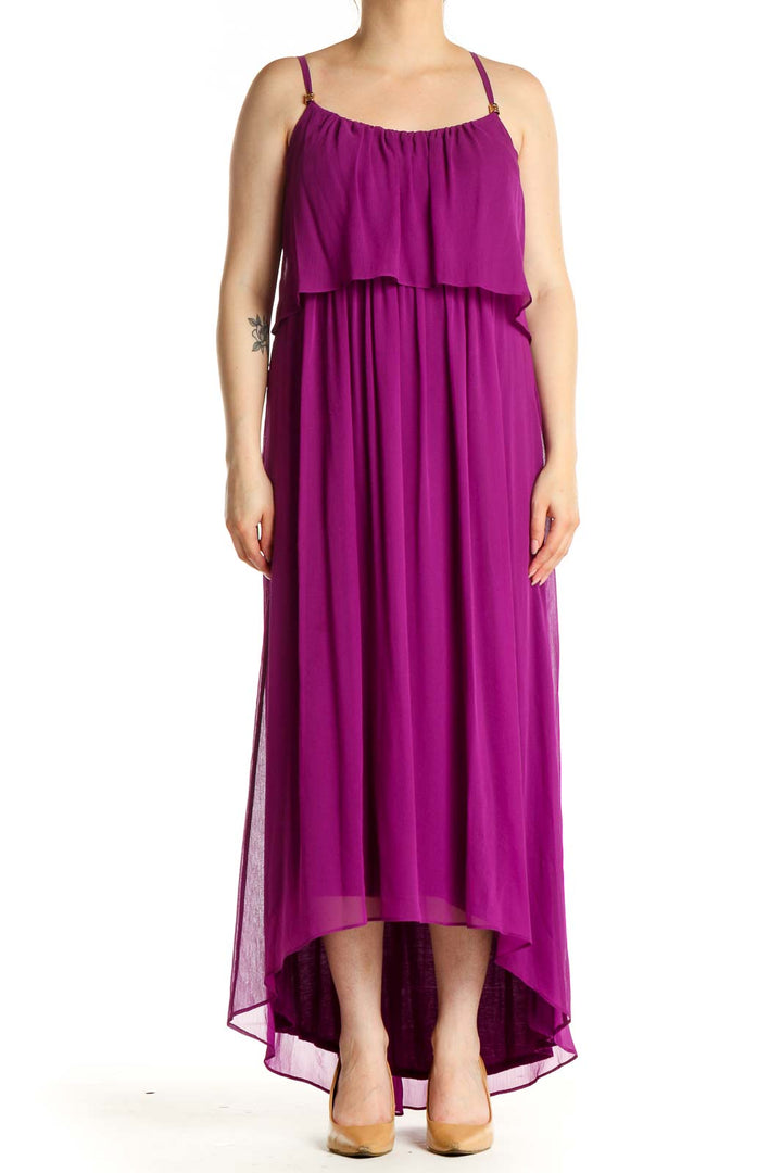 Purple Solid Holiday Column Dress