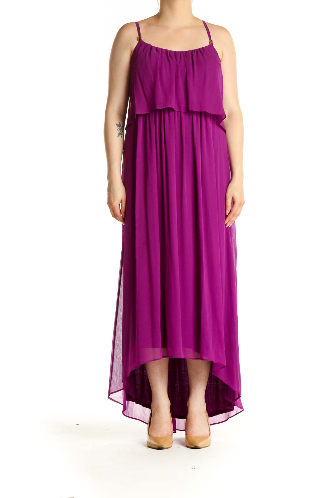 Purple Solid Holiday Column Dress