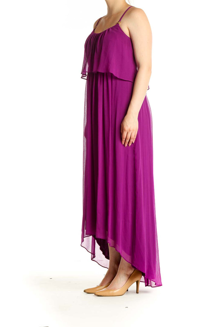 Purple Solid Holiday Column Dress