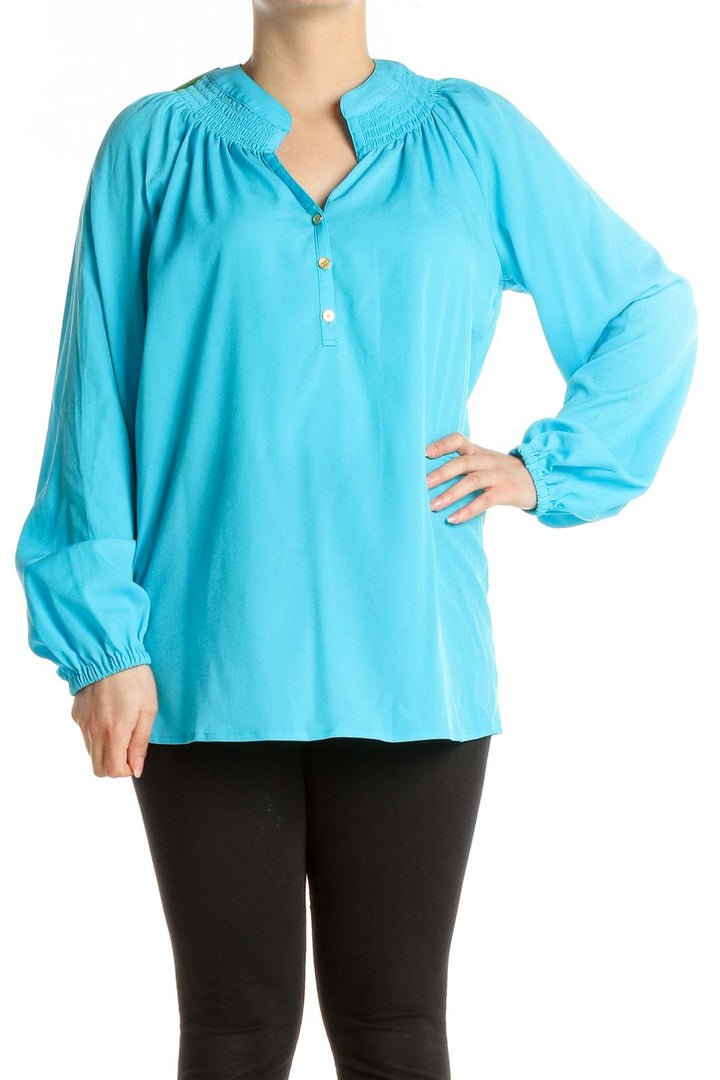 Blue Solid All Day Wear Blouse