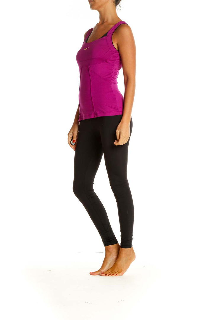 Pink Solid Activewear Tank Top