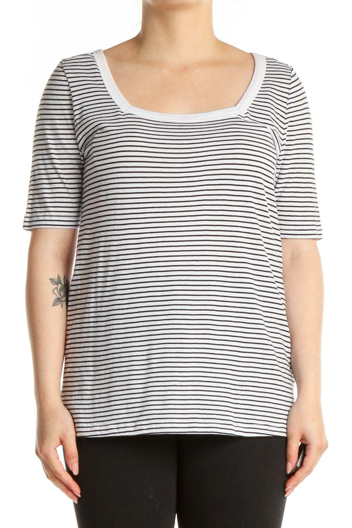 White Striped All Day Wear T-Shirt