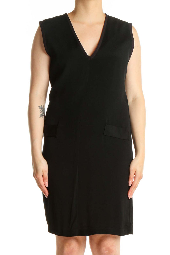 Black Solid Work Sheath Dress