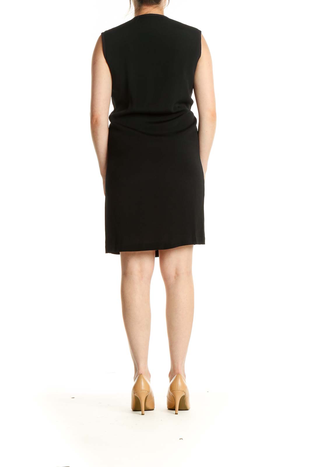 Black Solid Work Sheath Dress