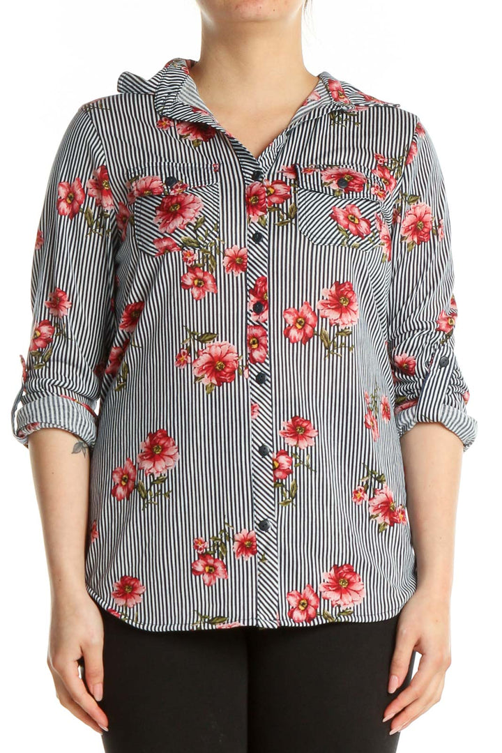 White Floral Print All Day Wear Shirt