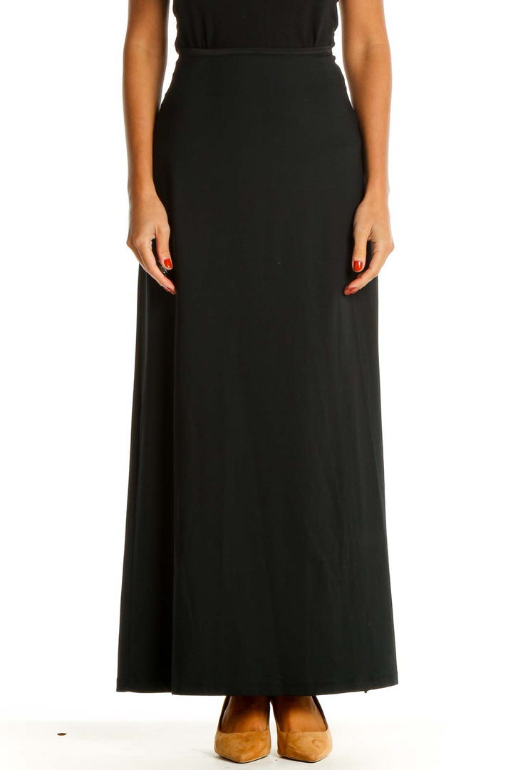 Black Solid Brunch A-Line Skirt