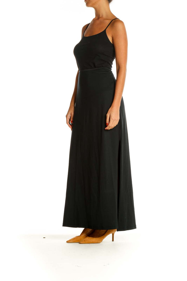 Black Solid Brunch A-Line Skirt