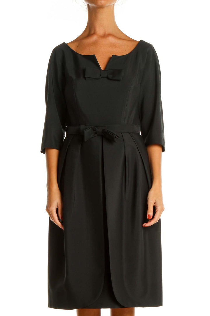 Black Solid Day Fit & Flare Dress