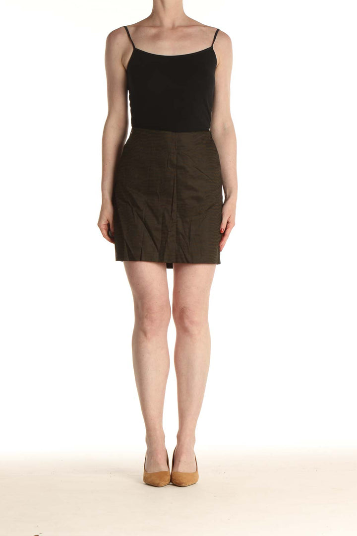 Brown Solid Chic A-Line Skirt