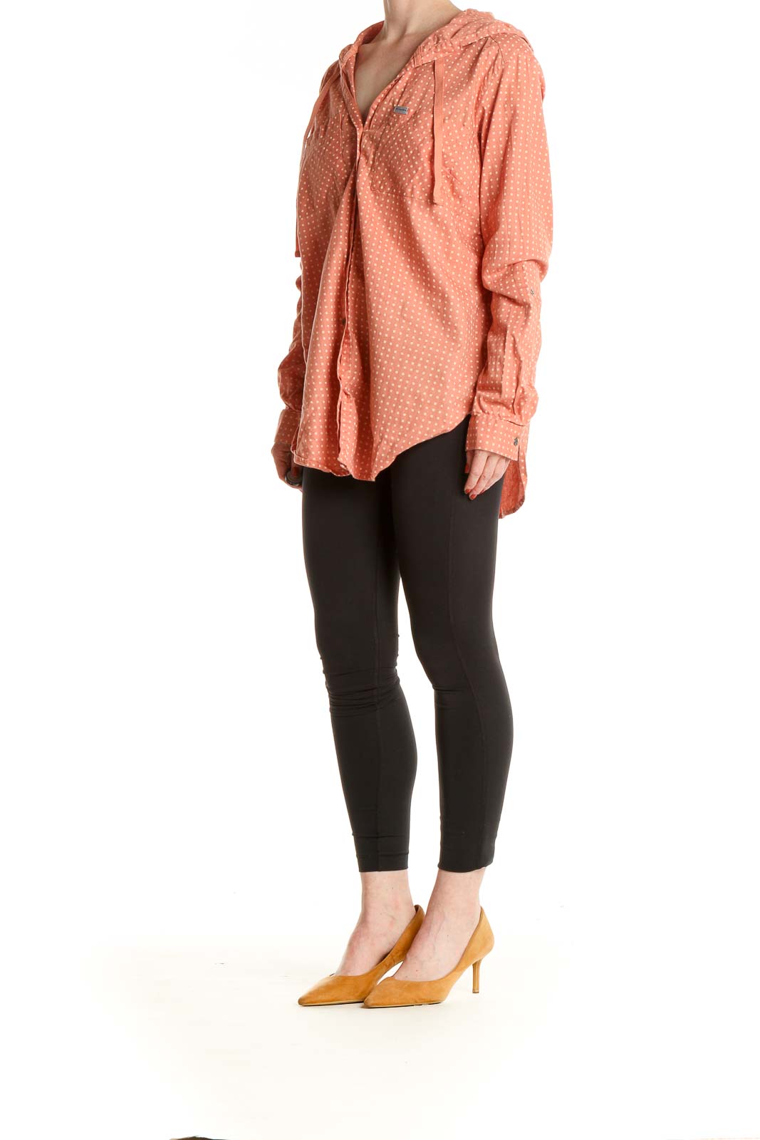 Orange Polka Dot Activewear Shirt