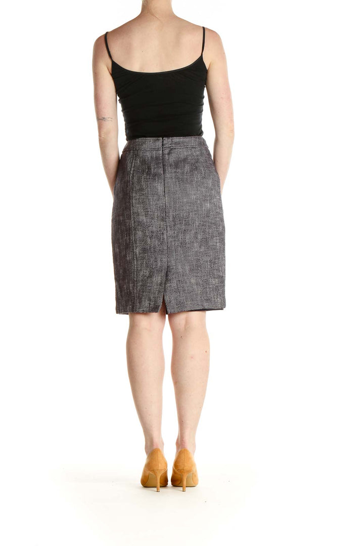 Gray Textured Classic Pencil Skirt