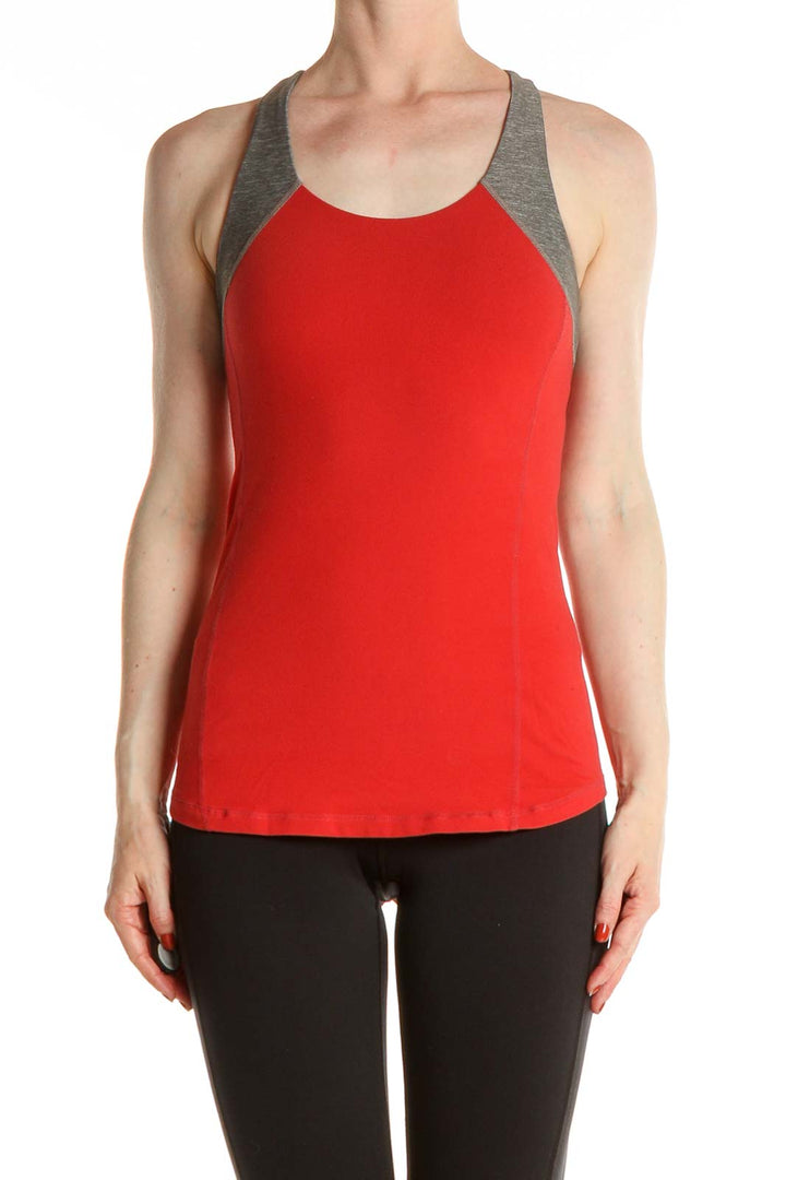 Red Solid Activewear Tank Top