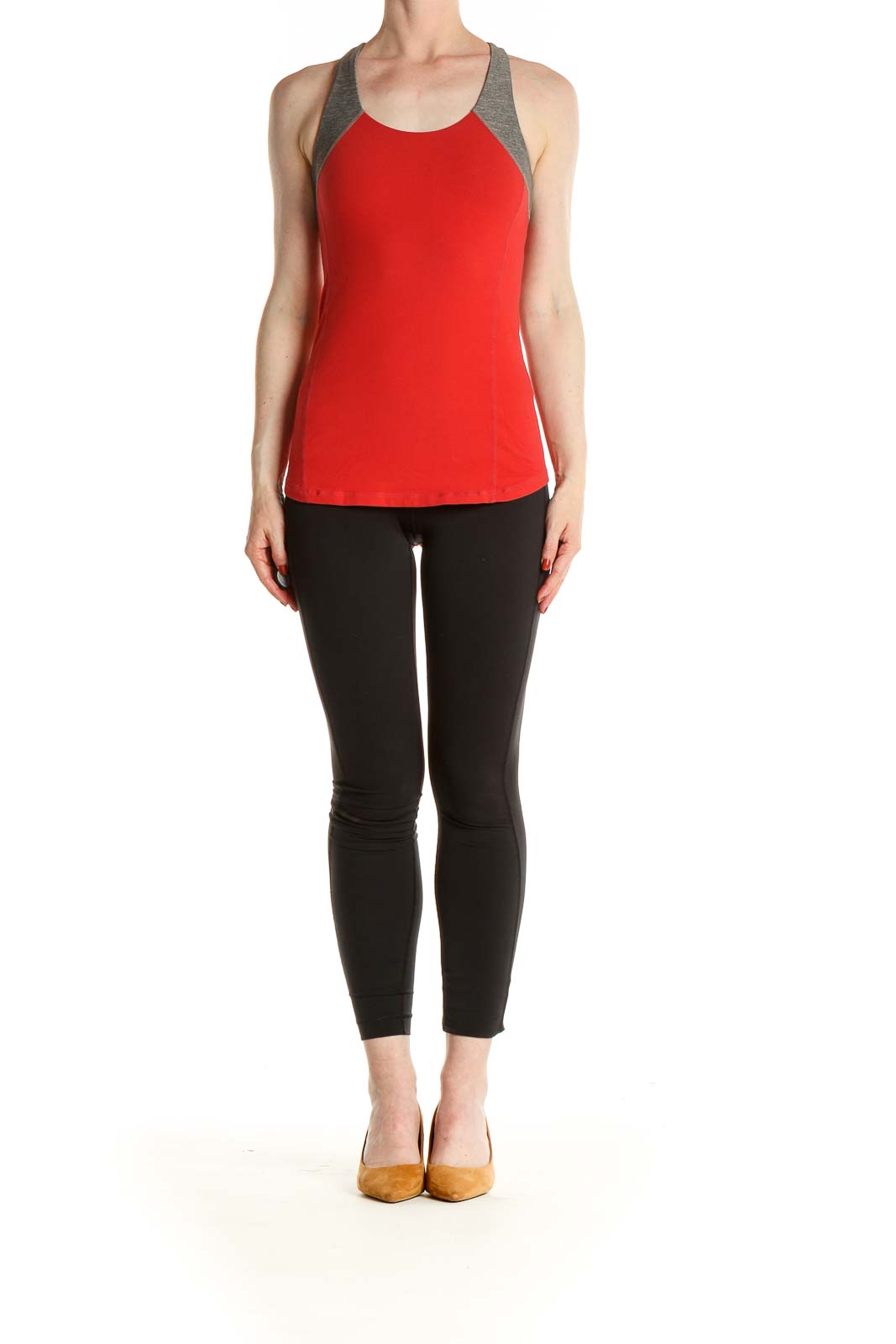 Red Solid Activewear Tank Top