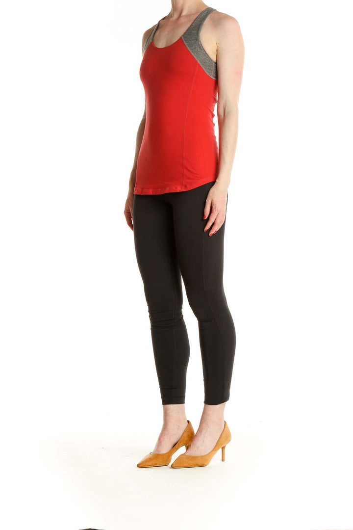 Red Solid Activewear Tank Top