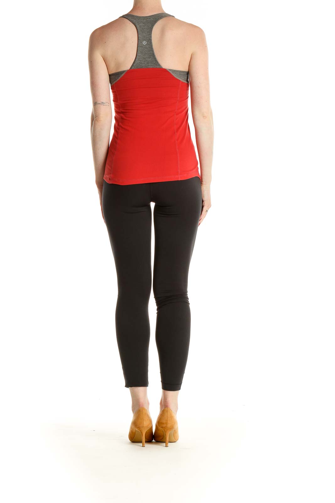 Red Solid Activewear Tank Top