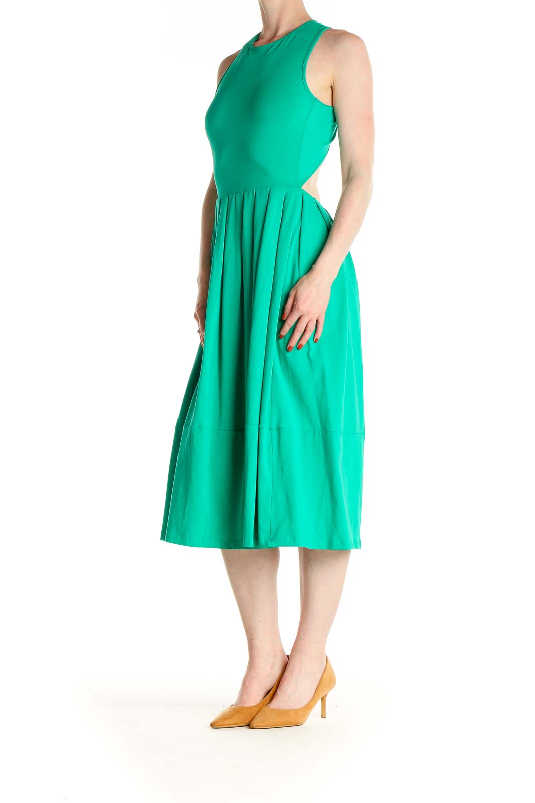 Green Solid Day Fit & Flare Dress