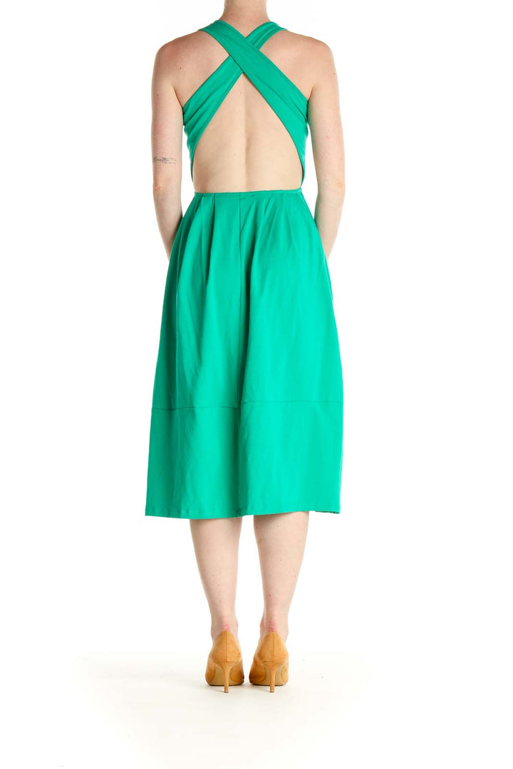 Green Solid Day Fit & Flare Dress