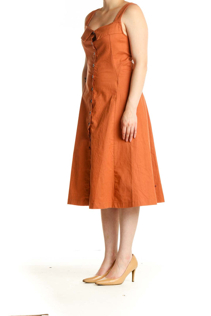 Orange Solid Day Fit & Flare Dress