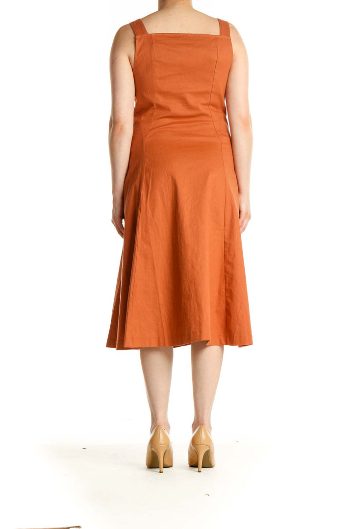 Orange Solid Day Fit & Flare Dress