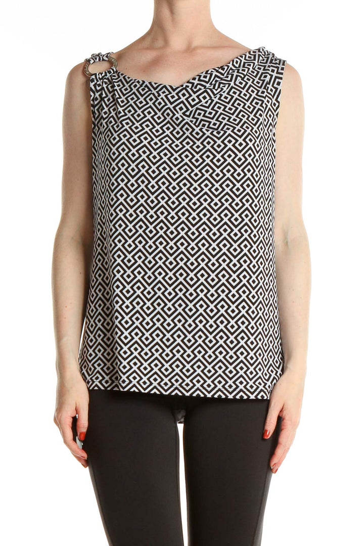 Black Geometric Print Blouse