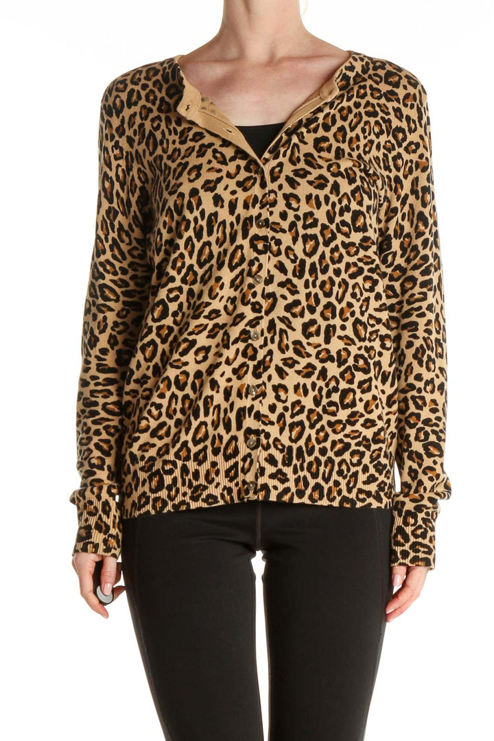 Beige Animal Print Cardigan