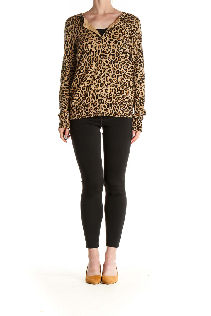 Beige Animal Print Cardigan