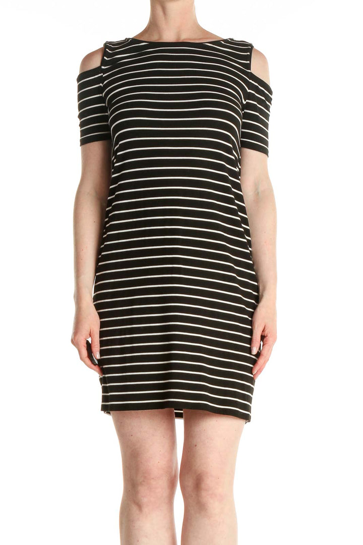 Black Striped Day Sheath Dress