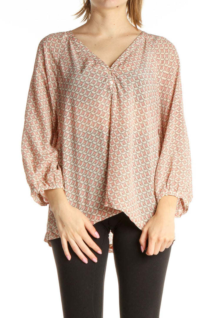 Beige Printed All Day Wear Blouse