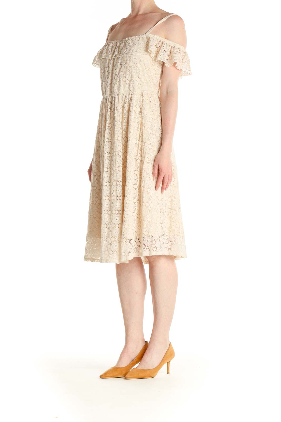 Beige Lace Bohemian Fit & Flare Dress