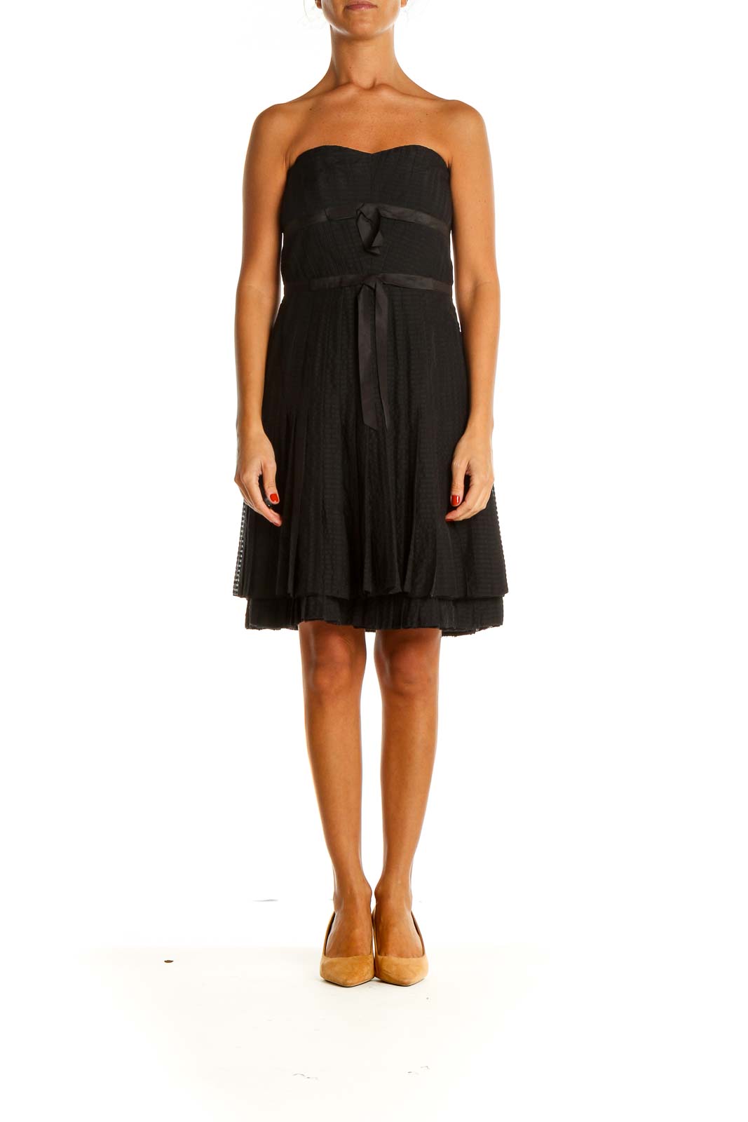 Black Solid Semiformal Fit & Flare Dress