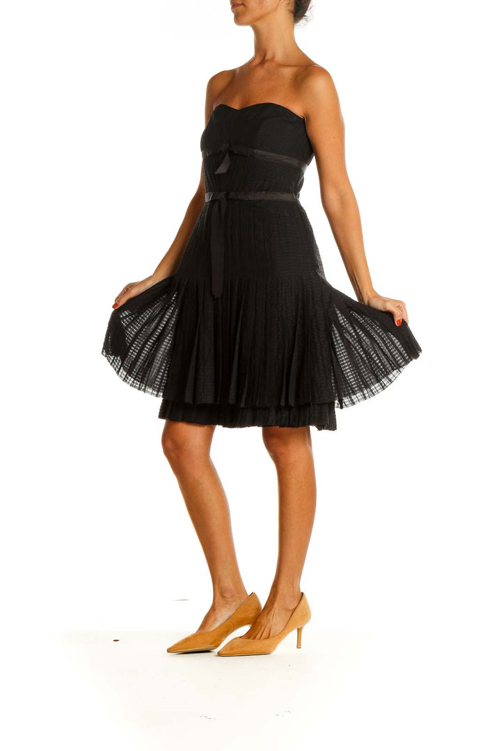 Black Solid Semiformal Fit & Flare Dress