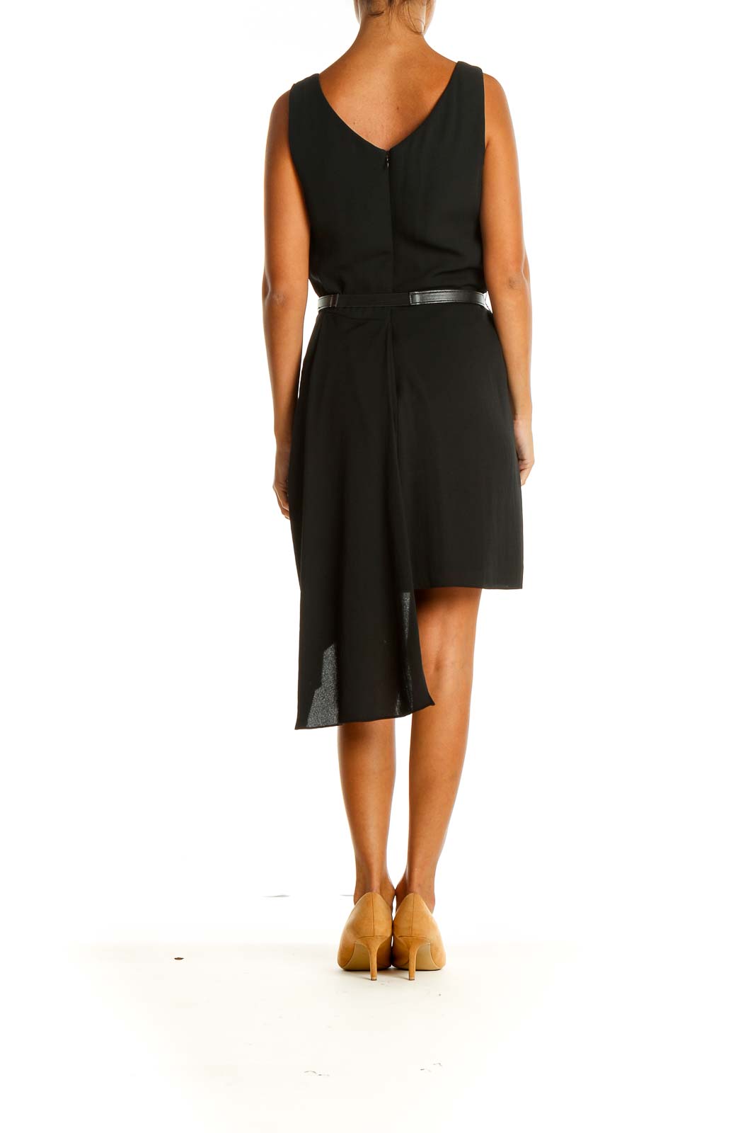 Black Solid Day Sheath Dress