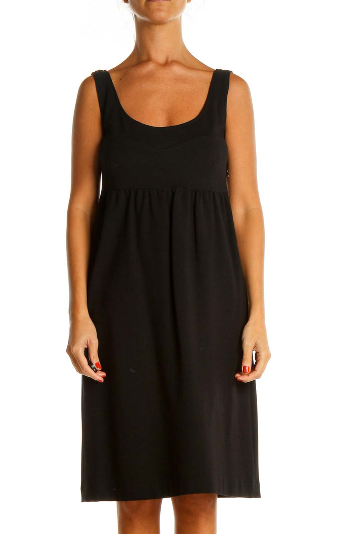 Black Solid Day Fit & Flare Dress