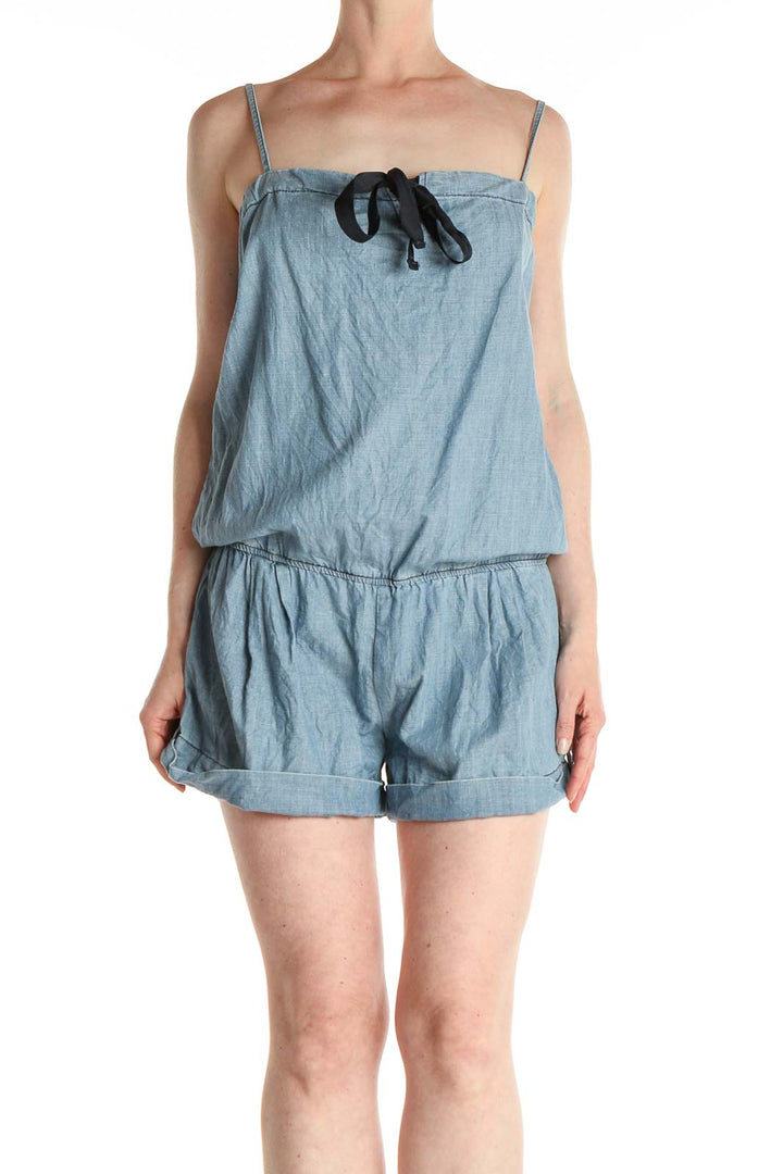 Blue Solid Romper