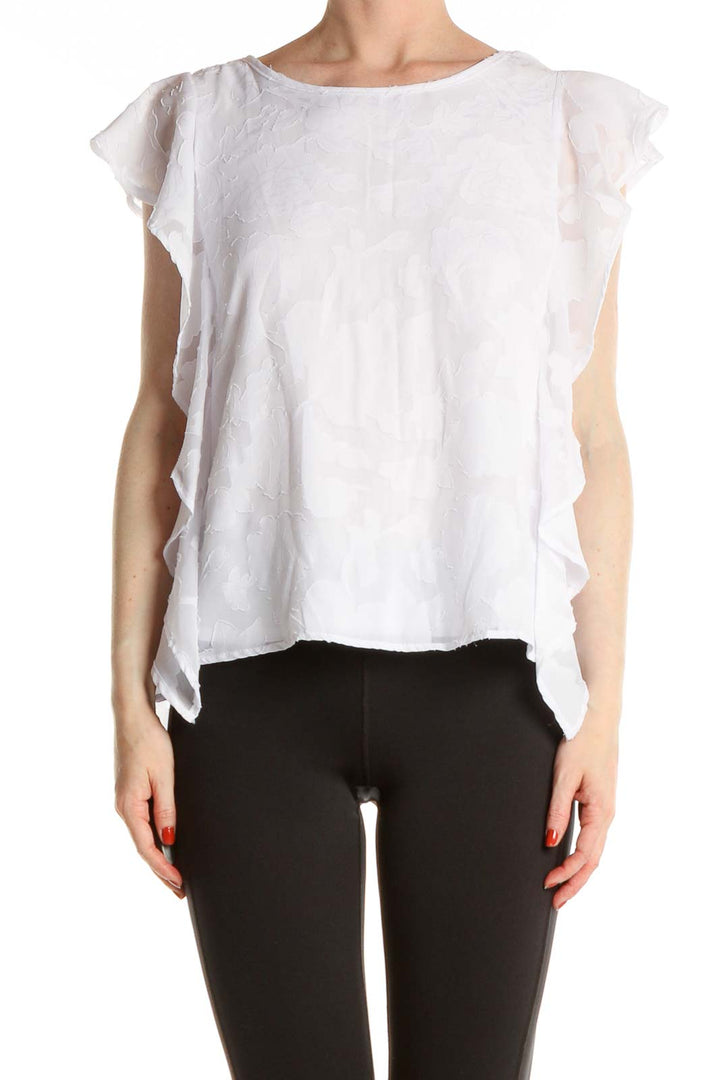 White Textured Retro Blouse