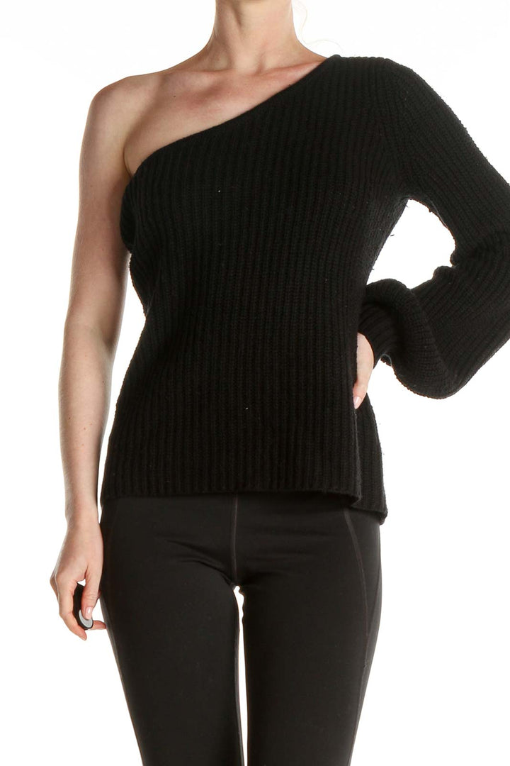 Black Solid All Day Wear Sweater