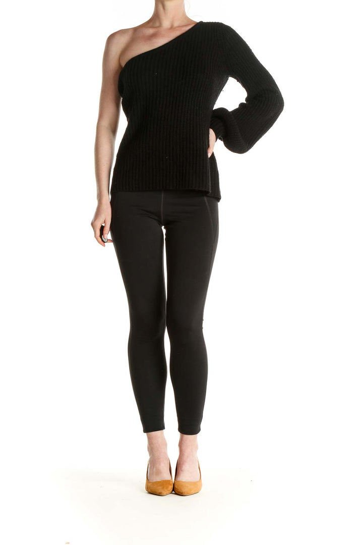 Black Solid All Day Wear Sweater