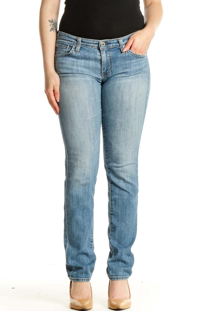 Blue Straight Leg Jeans