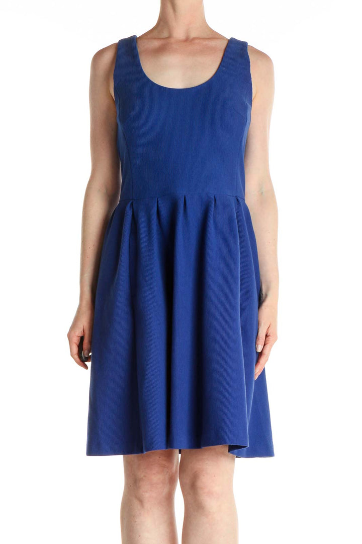 Blue Solid Day Fit & Flare Dress