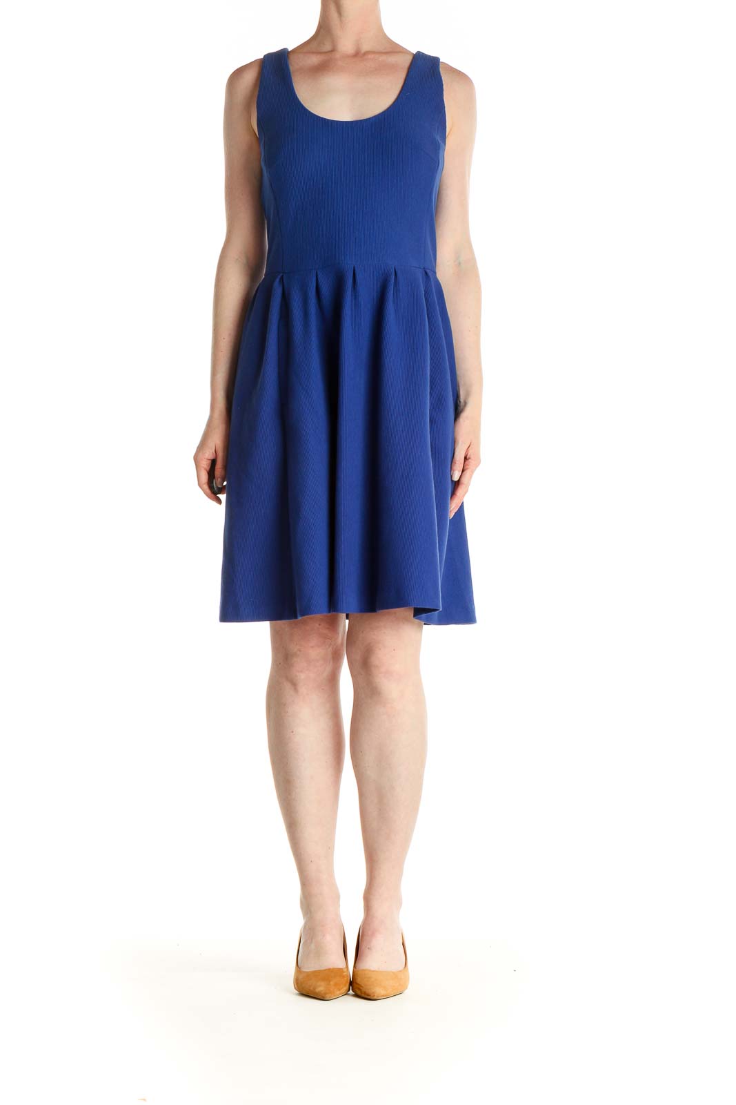 Blue Solid Day Fit & Flare Dress