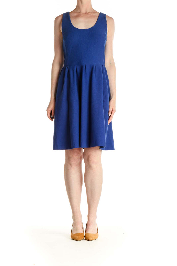 Blue Solid Day Fit & Flare Dress