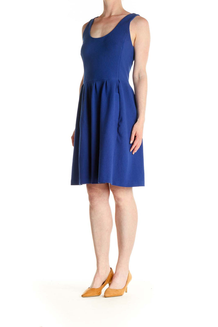 Blue Solid Day Fit & Flare Dress