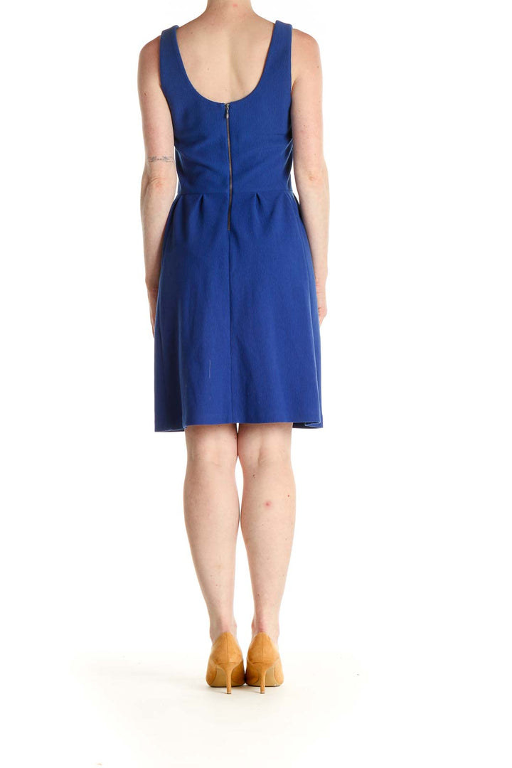 Blue Solid Day Fit & Flare Dress