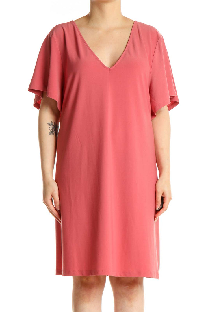 Pink Solid Day Shift Dress