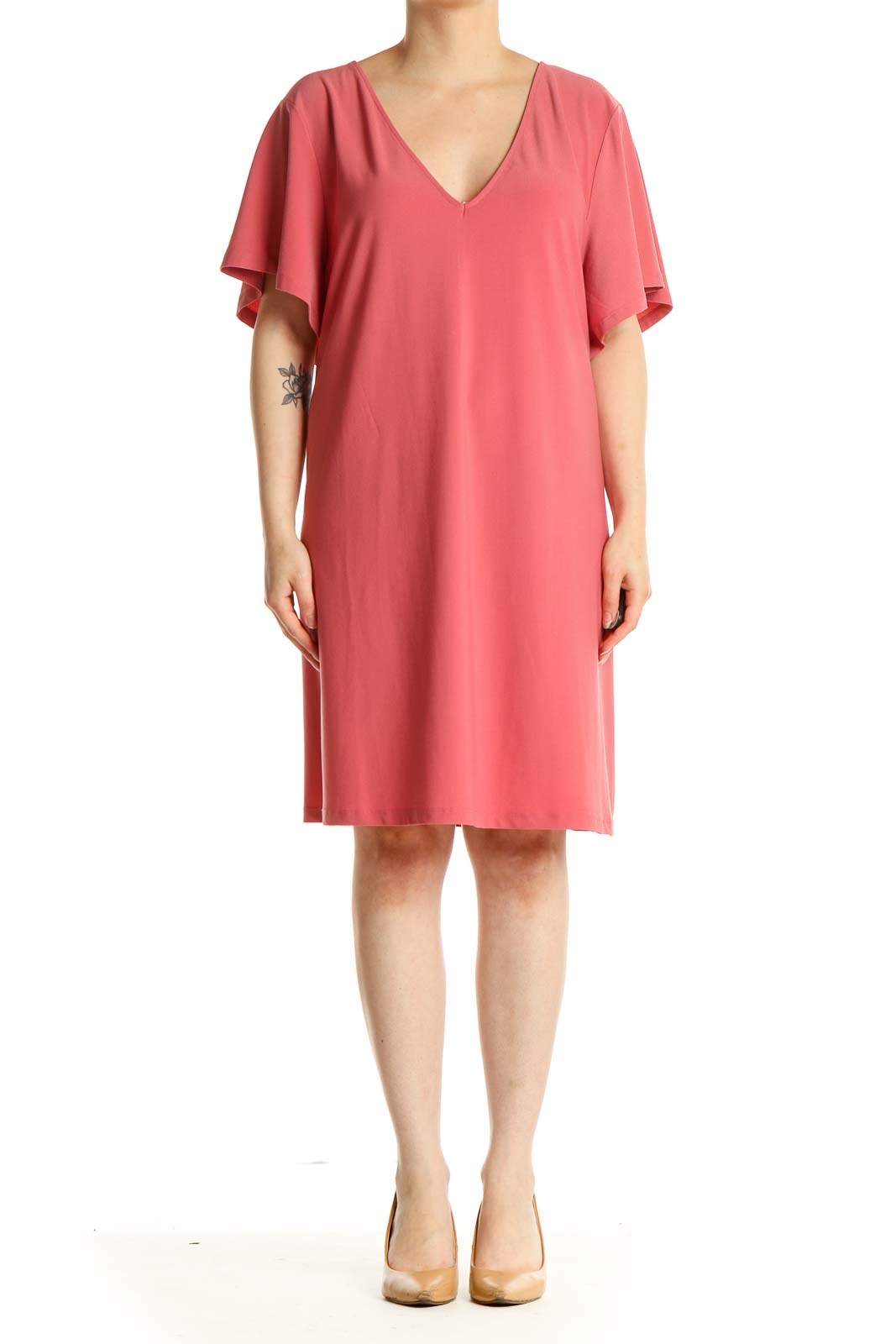 Pink Solid Day Shift Dress