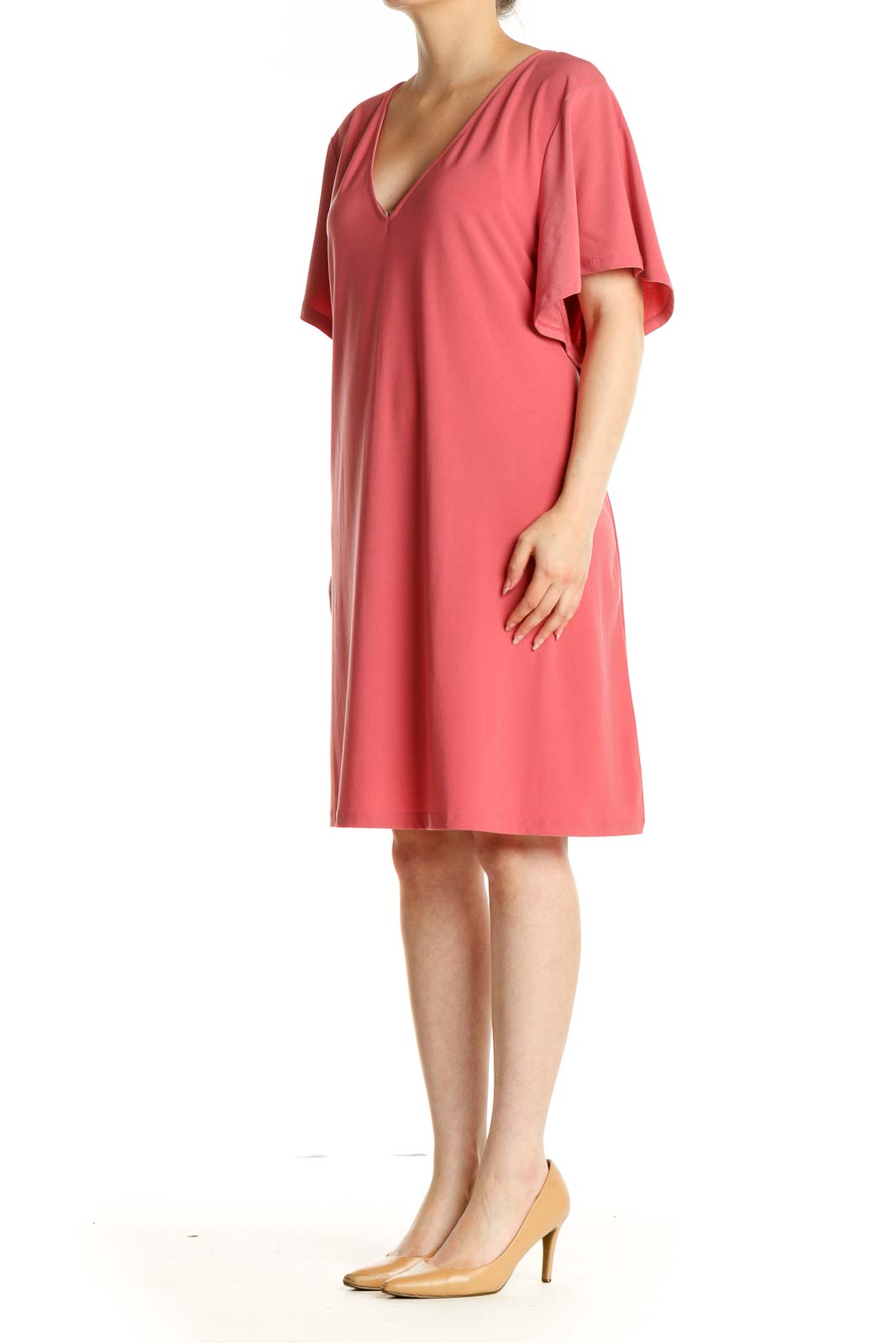 Pink Solid Day Shift Dress