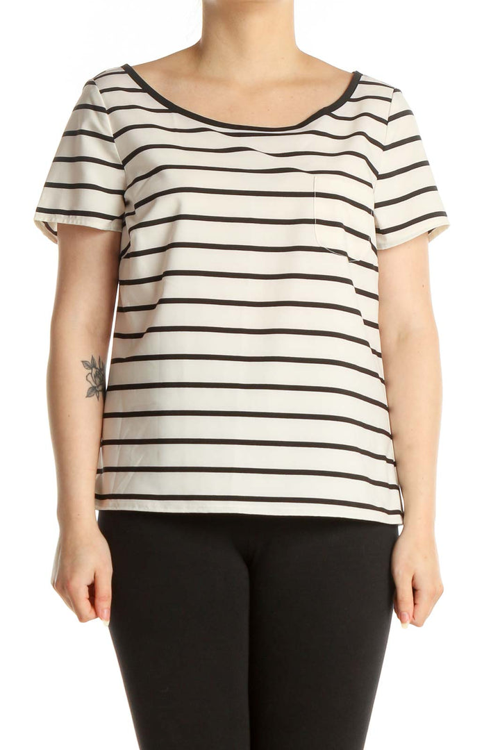 White Striped Casual T-Shirt